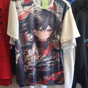 Anime Graphic T-Shirt with Black and Red Design